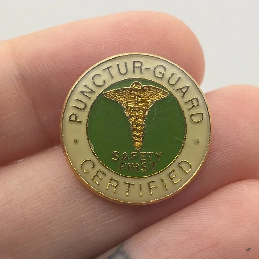 Punctur-Guard Certified Safety First‎ Medical Health Hospital Lapel Hat Pin